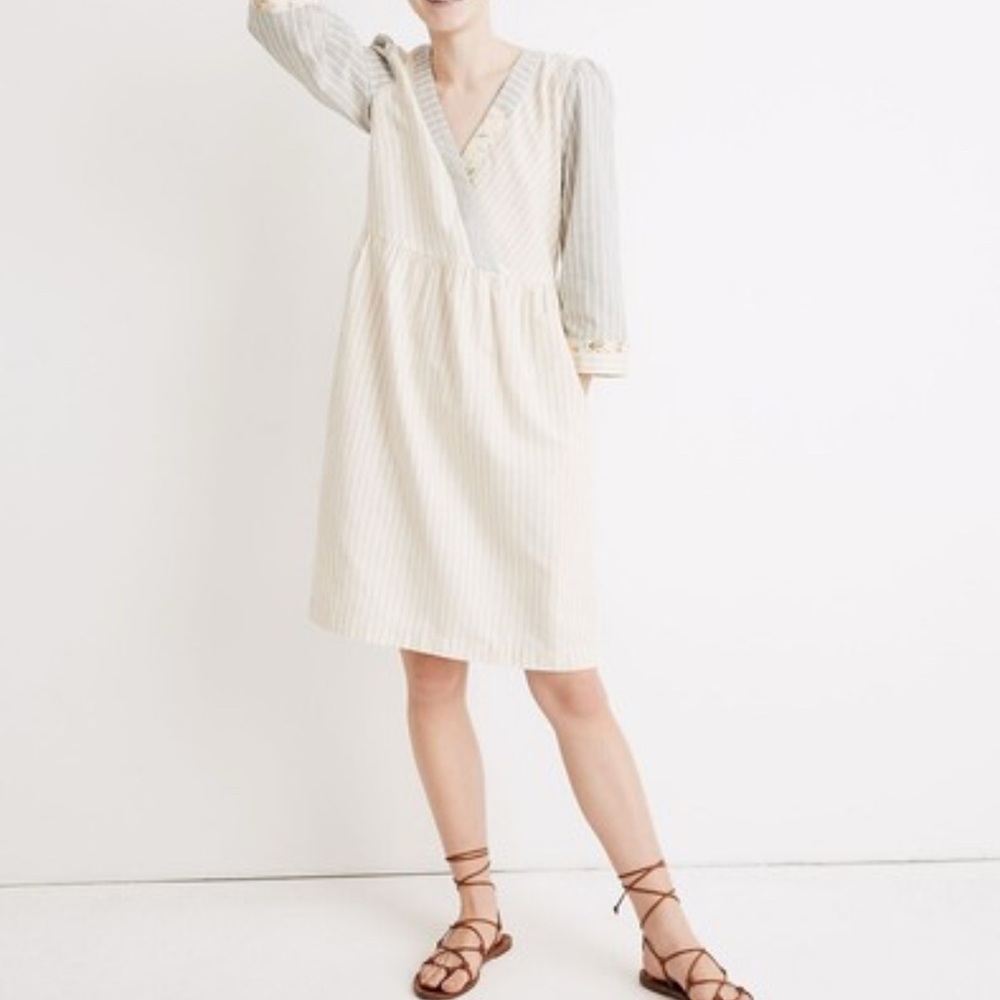 Madewell the new denim project Pleated Long Sleeve Sundress rare